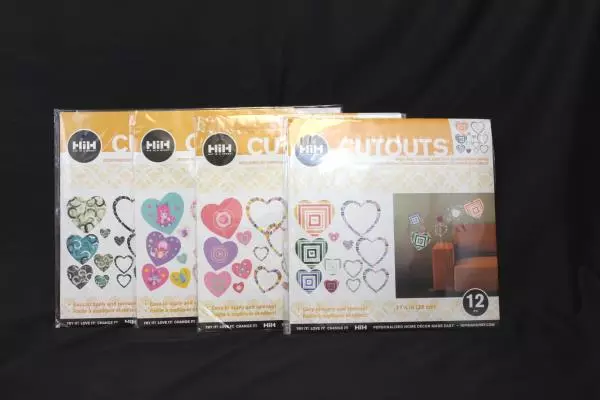 Lot of 9 Hip in a Hurry Heart Wall Stickers Twelve (12) 11 1/4 Pieces In Each