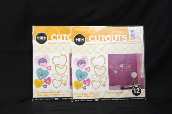 Lot of 9 Hip in a Hurry Heart Wall Stickers Twelve (12) 11 1/4 Pieces In Each