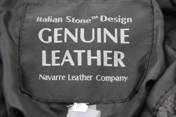 Navarre Leather Company Women's Black Leather Jacket Italian Stone Design Sz 10