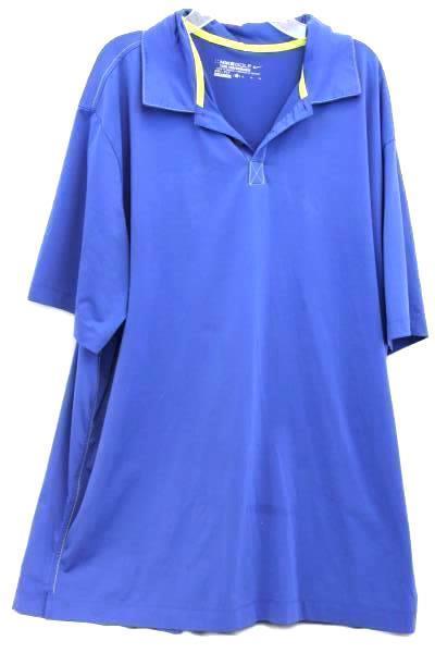 NIKE Dri Fit Golf Polo Tour Performance Athletic Top Blue w/ Green Men's XL