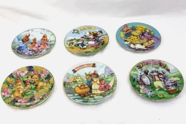 Lot Of 6 Avon Bouquet Easter Plates 1991 to 1996 Porcelain Trimmed 22K Gold