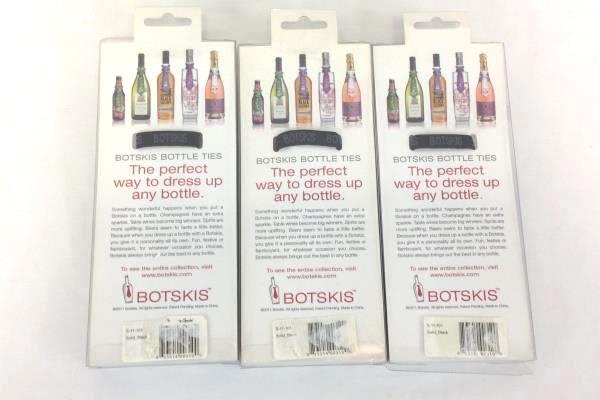 3 Botskis Bottle Ties Black Wine Beer Wedding Bachelor Party Dining Table Bar