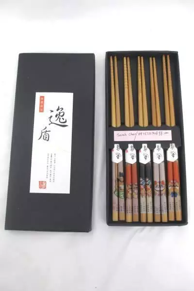 Lot of Six 1 Alloy Black and 5 Painted Wooden Chopsticks