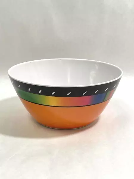 Gibson Home Melamine Cereal Bowls Orange With Black And Rainbow Bands