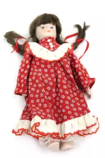 Brunette 7.5 in Porcelain Doll Made By Gift World Of Gorham