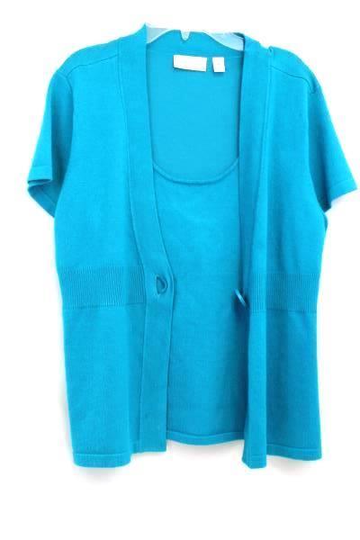 John Paul Richard Women's Knitted Turquoise Shirt 77% Rayon Size Medium
