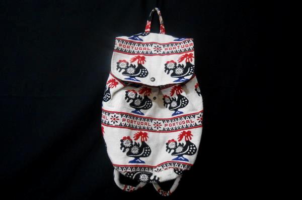 Fimma Portugal Weaved Fold Over Backpack Bag Rooster Boho