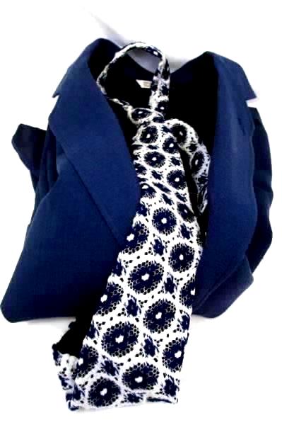 TJW And Exclusive Men's Suit Jacket And Tie Blue White Size 42