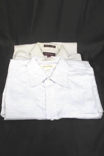 Lot of 2 Dress Shirts John H. Nordstrom Plaid Men's Size 16 1/2-33 +Striped