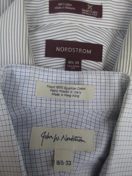 Lot of 2 Dress Shirts John H. Nordstrom Plaid Men's Size 16 1/2-33 +Striped