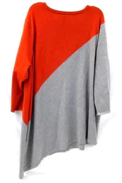GNW Women's Pullover Long Sleeve 79%Rayon Light Grey Gray Orange Size XXL