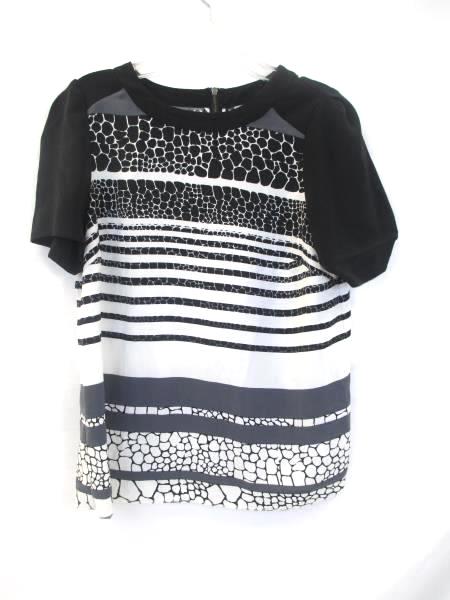 Halogen Women's V-Neck Black White Gray Grey 100% Polyester Size XS Petite