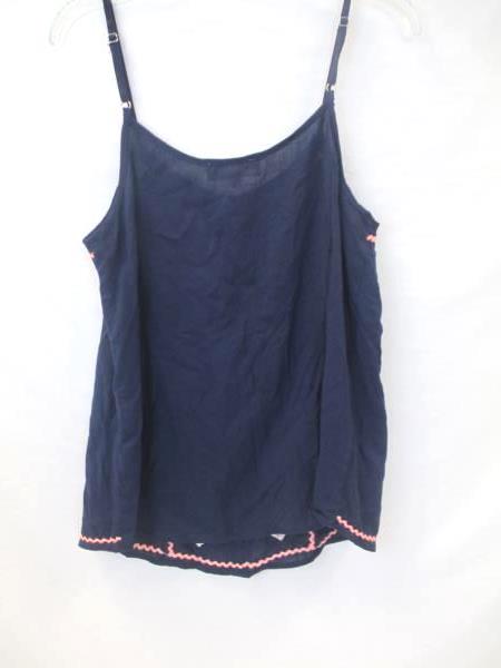 Sweet Journey Women's Tank Top Dark Blue Pink 100% Rayon Size Small