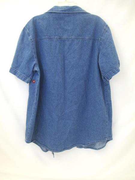 Bobbie Brooks Women's Button Up Blouse Jean Floral 100% Cotton Size M (8/10)