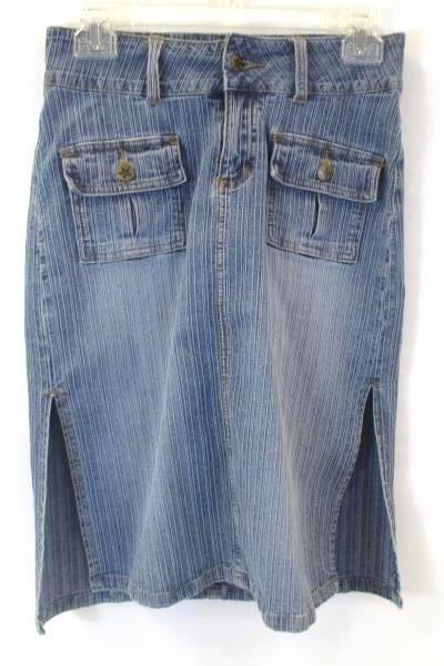 Bubble Gum Skirt Blue Stretchy Denim Front Pockets Women's Size 1/2