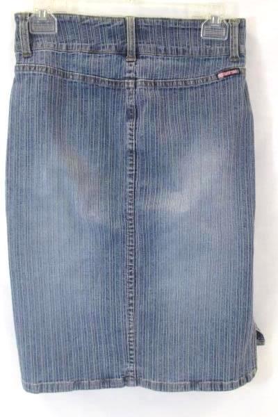 Bubble Gum Skirt Blue Stretchy Denim Front Pockets Women's Size 1/2