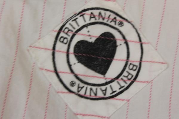 Brittania Button Up 3/4 Sleeve White Pink Women's Size M
