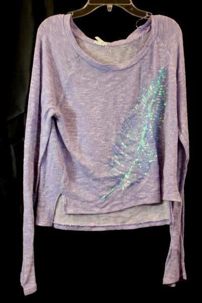 Live Love Dream Women's Sweater Purple Sparkle Leaf Size Large