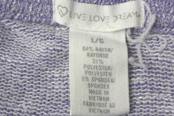 Live Love Dream Women's Sweater Purple Sparkle Leaf Size Large