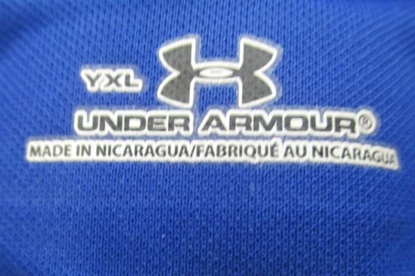 Under Armour Blue Fitted Short Sleeve Shirt Men's Size YXL