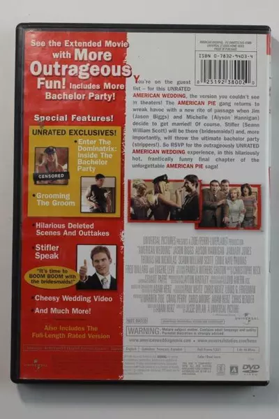 American Wedding Extended Unrated Party Edition DVD Pre-owned As Is