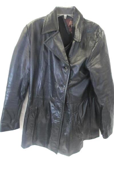 G3 Leather Jacket Solid Black Soft Leather Snap Down Women's Size S