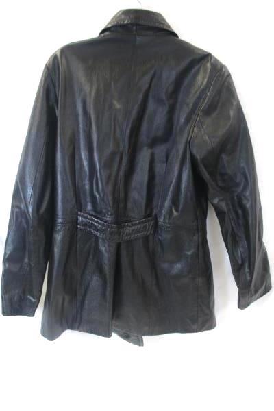G3 Leather Jacket Solid Black Soft Leather Snap Down Women's Size S