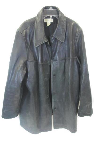 Merona Women's Leather Jacket Faded Black Soft Leather Snap Down Size XL