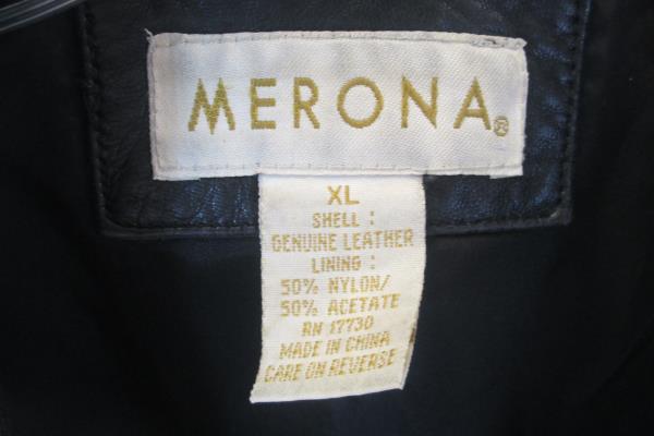 Merona Women's Leather Jacket Faded Black Soft Leather Snap Down Size XL