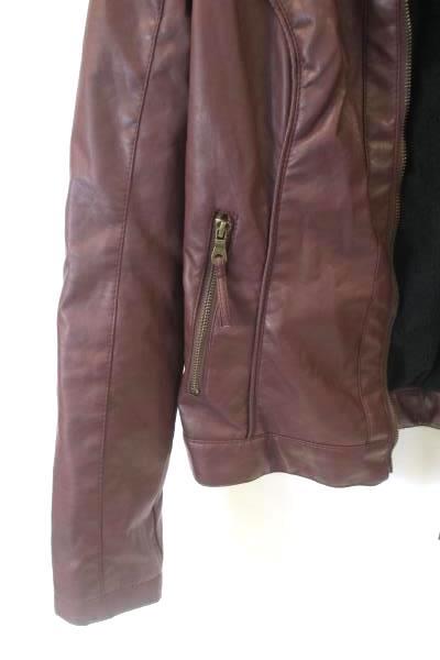 Brave Soul Women's Polyester Faux Fur Lined Jacket Burgundy Zip Down Size L
