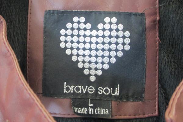 Brave Soul Women's Polyester Faux Fur Lined Jacket Burgundy Zip Down Size L
