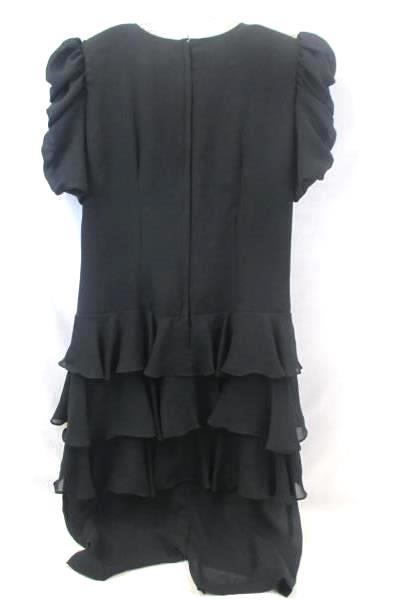 Samantha Black Women's Dress Solid Bottom Big Ruffles 100% Polyester Size 10