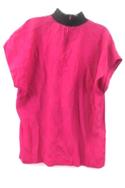 Francine Browner Shirt Pink Short Sleeve Zip Up Neck Women's Size 28W #13708