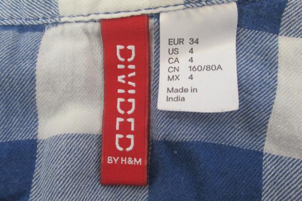 DIVIDED by H&M Button Up Flannel Blue & White Girl's Size 4