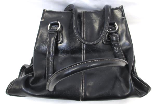 Women's Shoulder Purse By Nine & Co Genuine Leather Black Button Closure