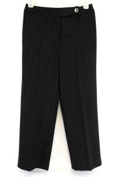 Anne Klein Women's Black with Brown Pinstripes Pants Career Casual Dress Size 8