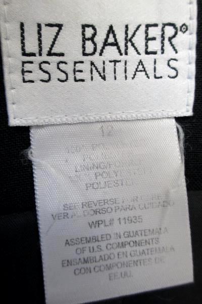 Liz Baker Essentials Women's Blazer Jacket Solid Black Size 12
