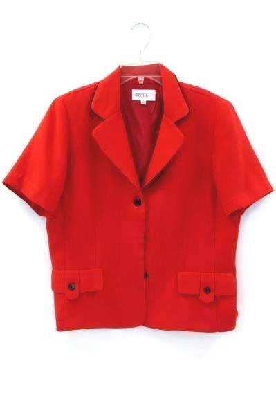 Studio 1 Women's Shirt Red Short Sleeve w/ Black Lining Size 12