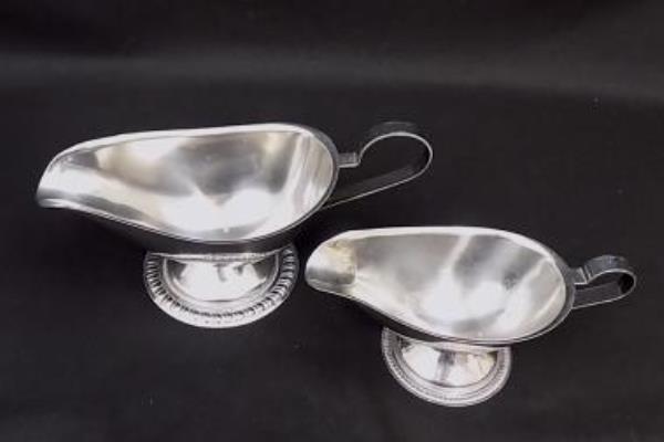 Lot of 2 Bloomfield Stainless Steel Gravy Boats Model 3736 and 3737