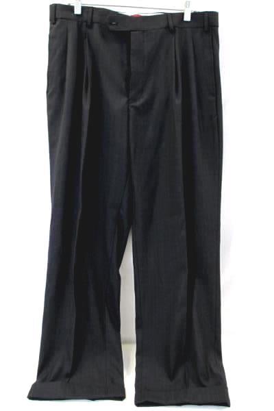 Vitaliano Men's Black Dress Pants Pleated Cuff Plaid Size 36W