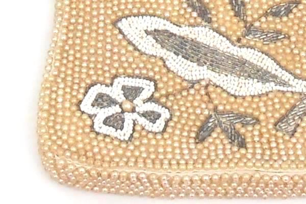 Vintage Art Deco Beaded Handbag Zip Close Pearly Inside Slit Pocket
