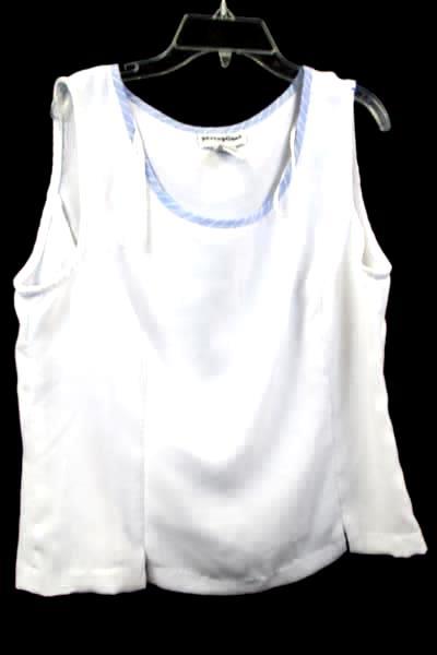 Perceptions Women's Size 12 Tank Top White Blue Stripes