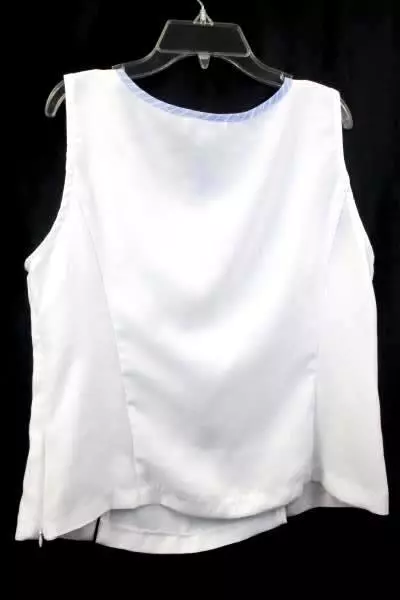 Perceptions Women's Size 12 Tank Top White Blue Stripes