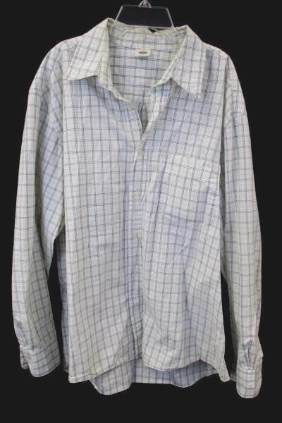 Men's Old Navy Button Up Shirt Long Sleeve White Plaid Size Large