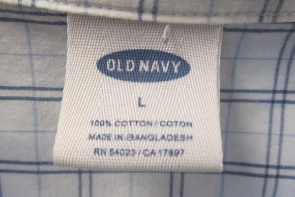 Men's Old Navy Button Up Shirt Long Sleeve White Plaid Size Large