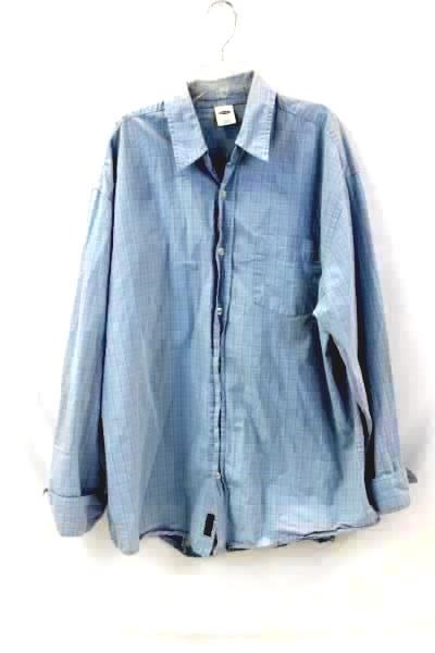 Men's Button Up By Old Navy Long Sleeve Blue White Plaid Size L