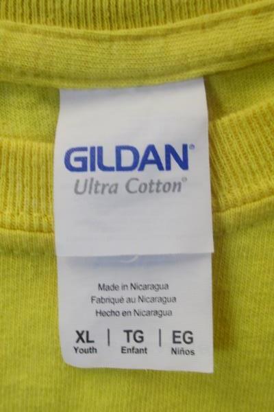Gildan Graphic Tee Yellow w/ Blue Music Symbol Unisex Youth Size XL