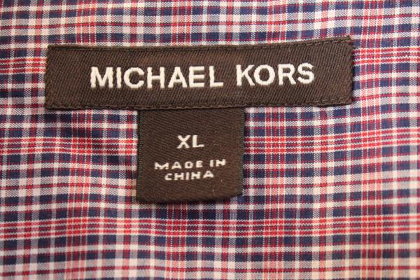 Michael Kors Men's Button Up Red White Blue Plaid Long Sleeve Size XL