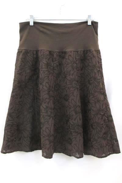 First Option Women's Skirt Size Large Brown Black Design Plaid