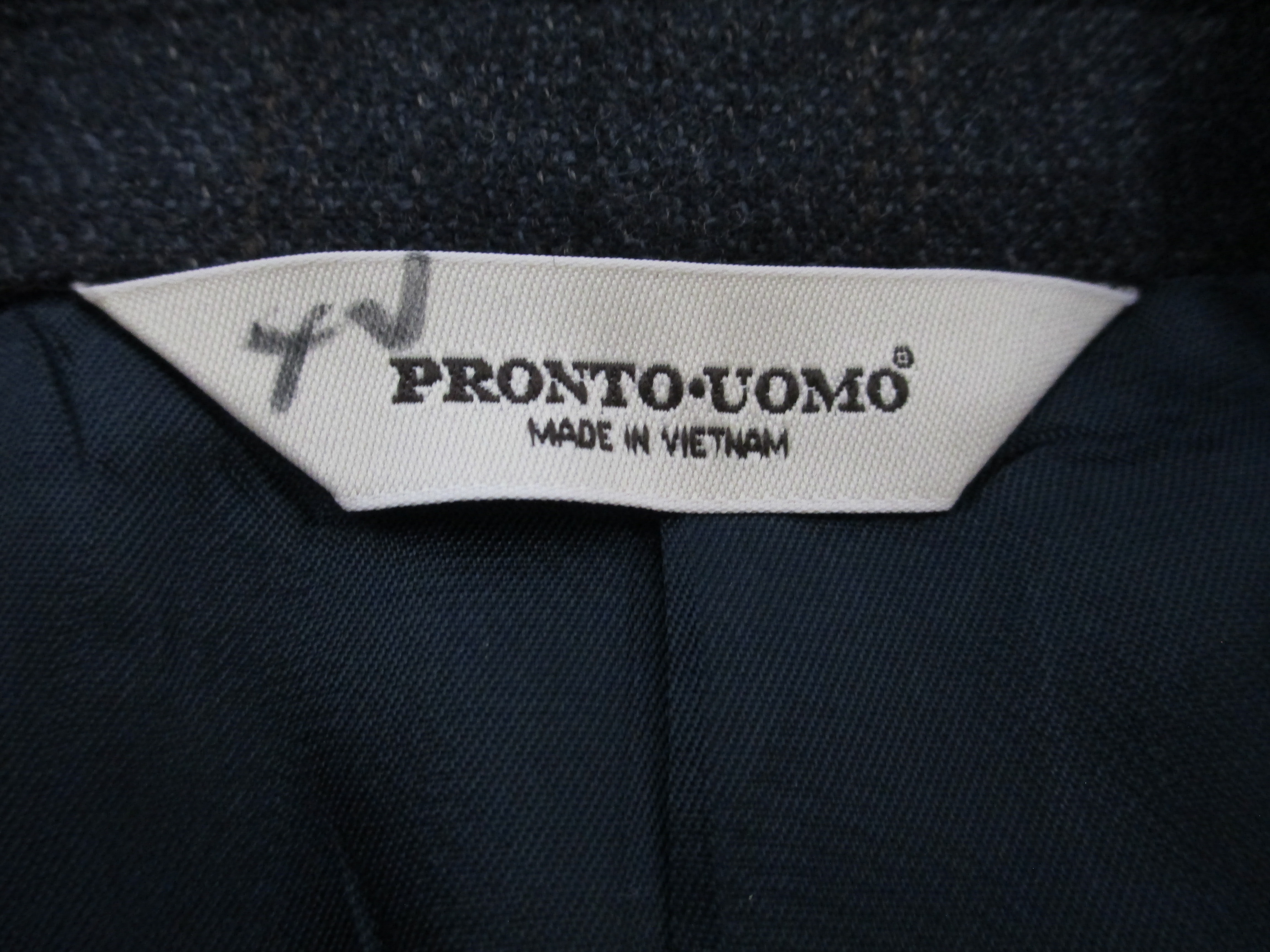 Pronto.Uomo Men's Suit Jacket Dark Grey Plaid 100% Lambs Wool Size 42L